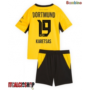 Borussia Dortmund Konstantinos Karetsas #19 Prima Maglia Bambino 2026-27 Manica Corta (+ Pantaloni corti)